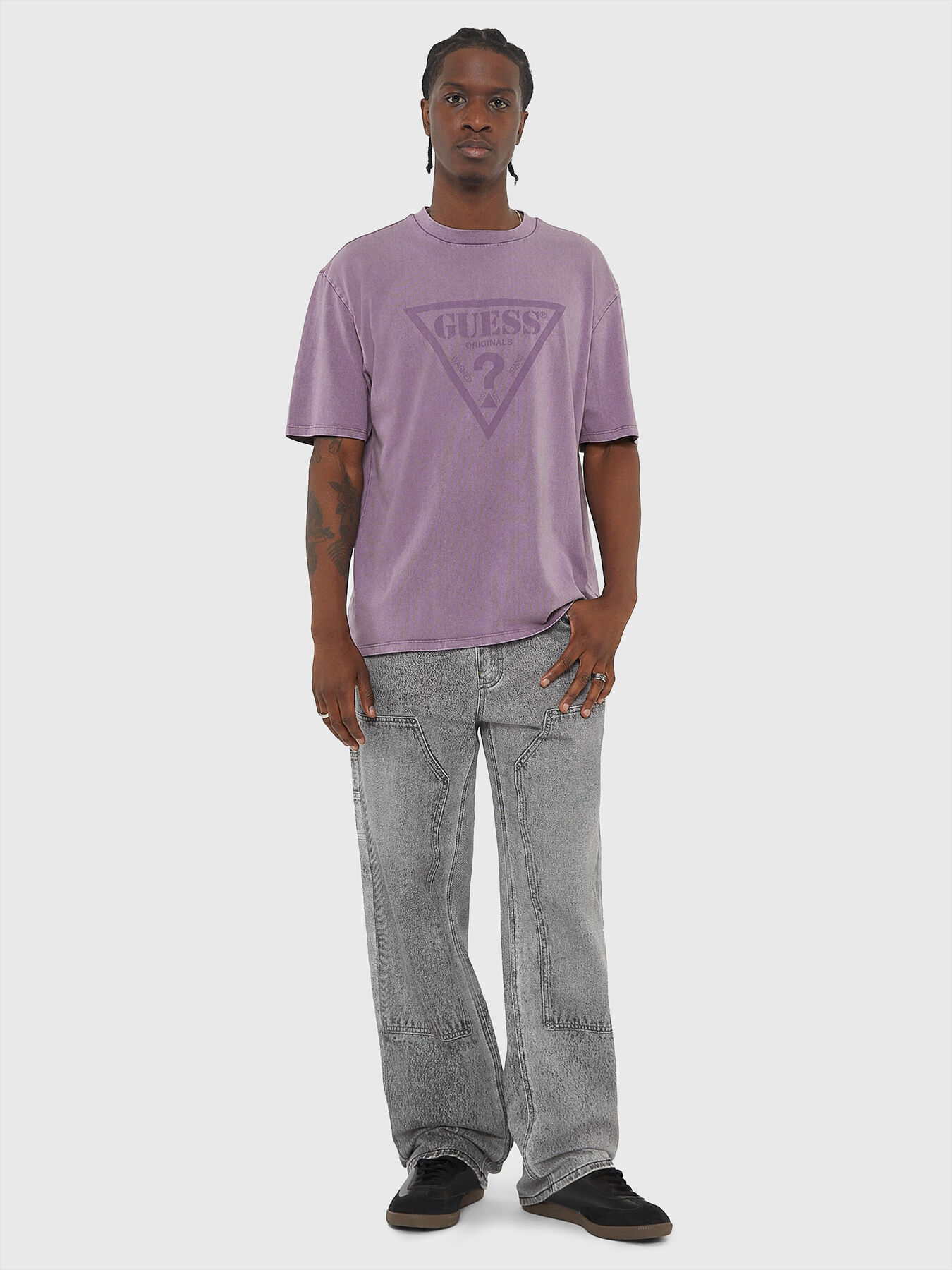 Purple and black guess shirt clearance