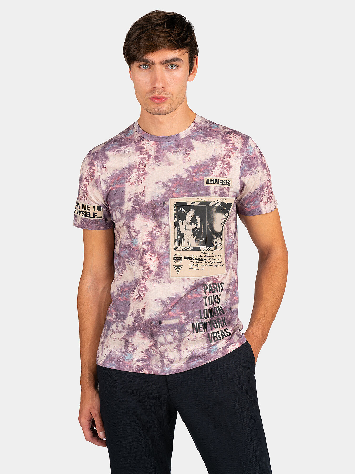T shirt with multicolour print brand GUESS Globalbrandsstore en