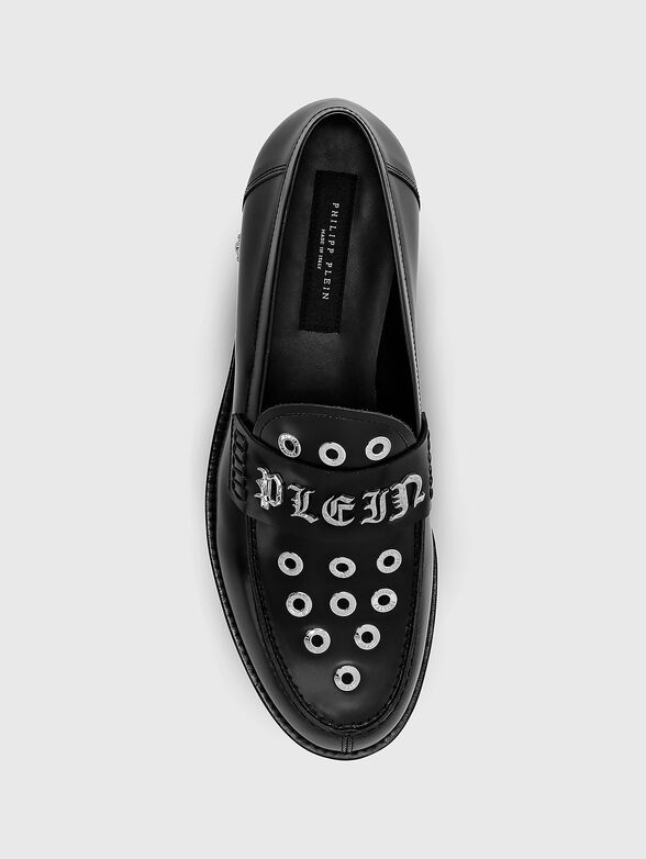 Leather loafers with metal eyelets - 4