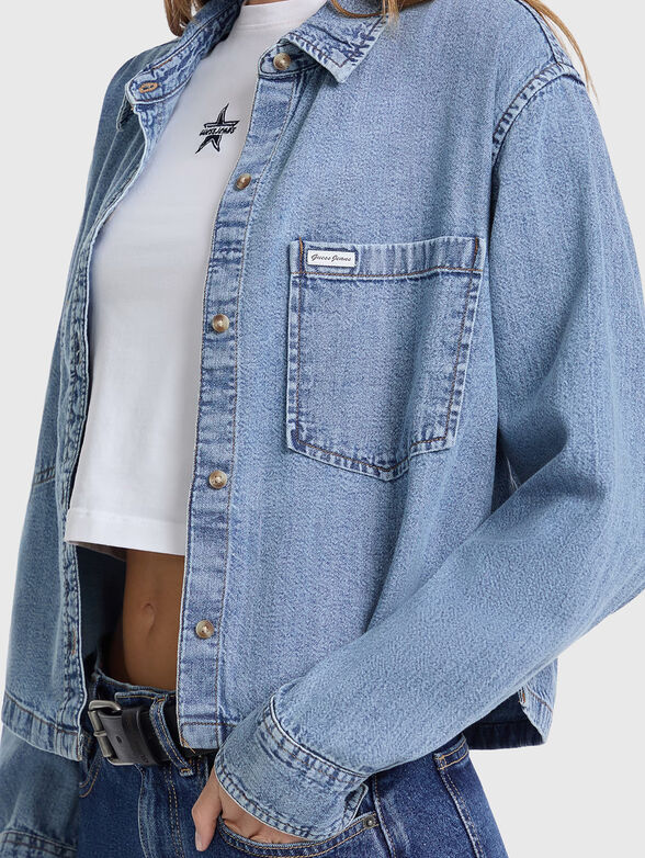 Cropped denim shirt - 4