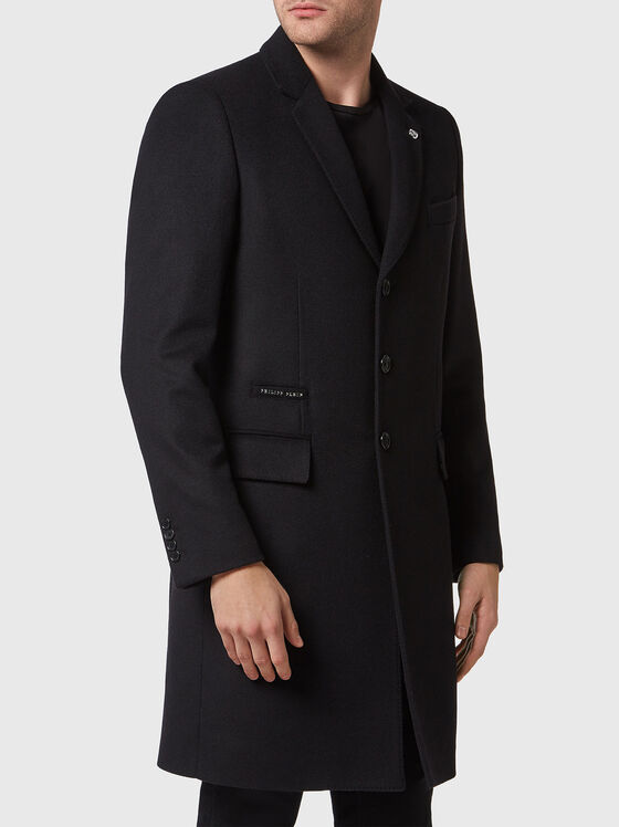 Черно палто с врязан ревер - 1