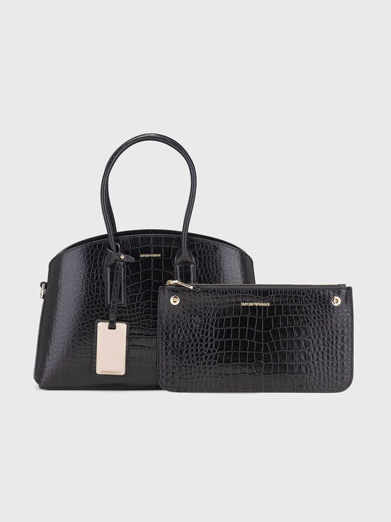 Big bag with croco effect and long strap - 1