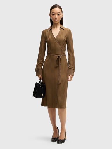 Midi dress with waist belt - 5