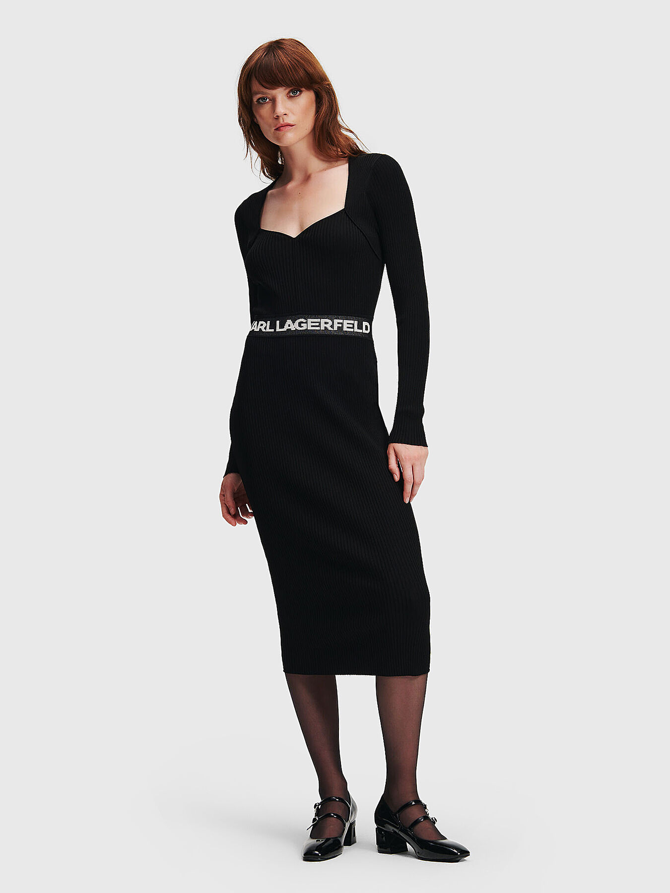 KARL LAGERFELD 240W1109801 関税送料込 Knitted dress with logo detail brand Karl Lagerfeld
