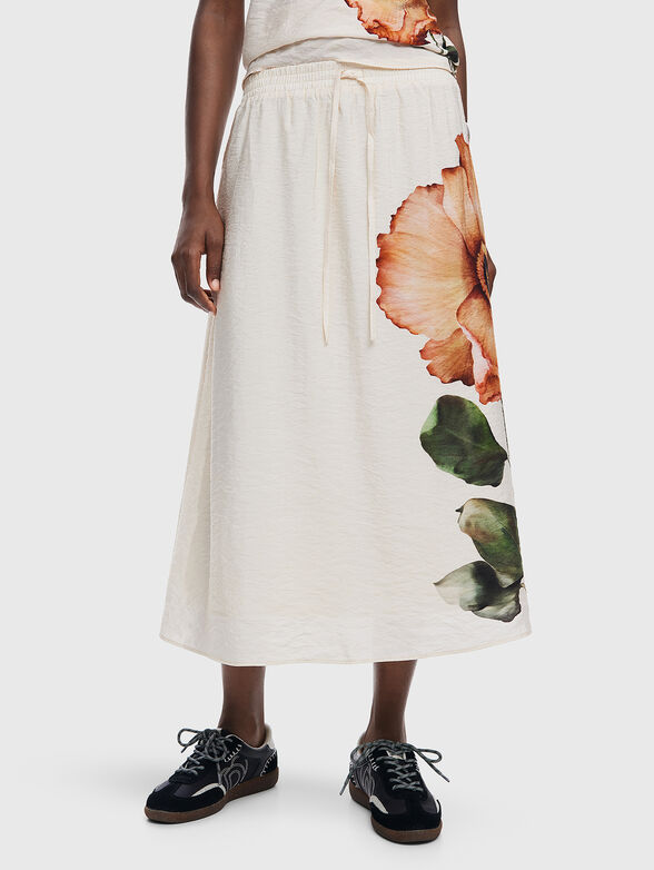 Midi skirt with floral accent - 1