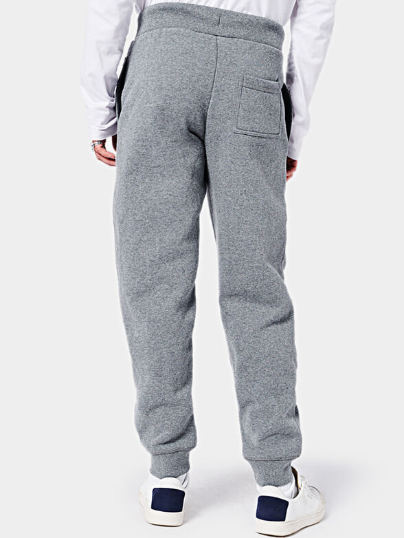 Grey sports pants with logo embroidery - 2