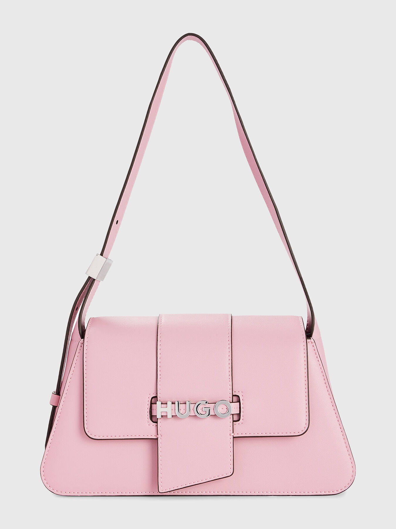 Faux leather shoulder bag with accent logo brand HUGO