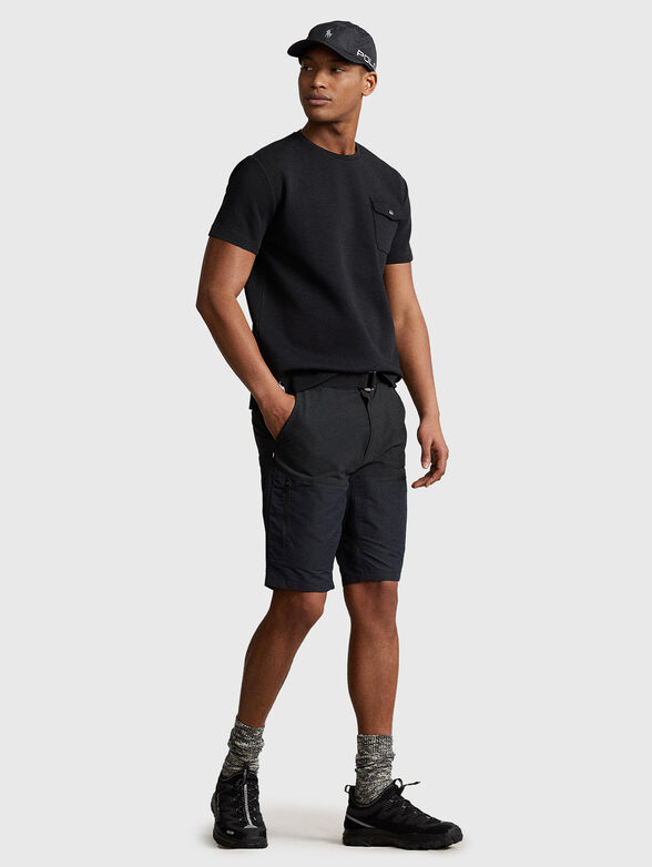 Black T-shirt with accent pocket  - 2