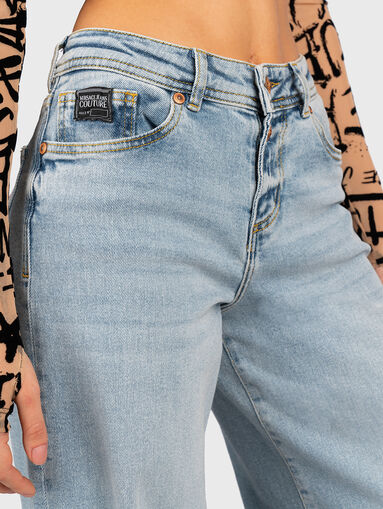 Jeans with wide legs and logo embroidery - 4