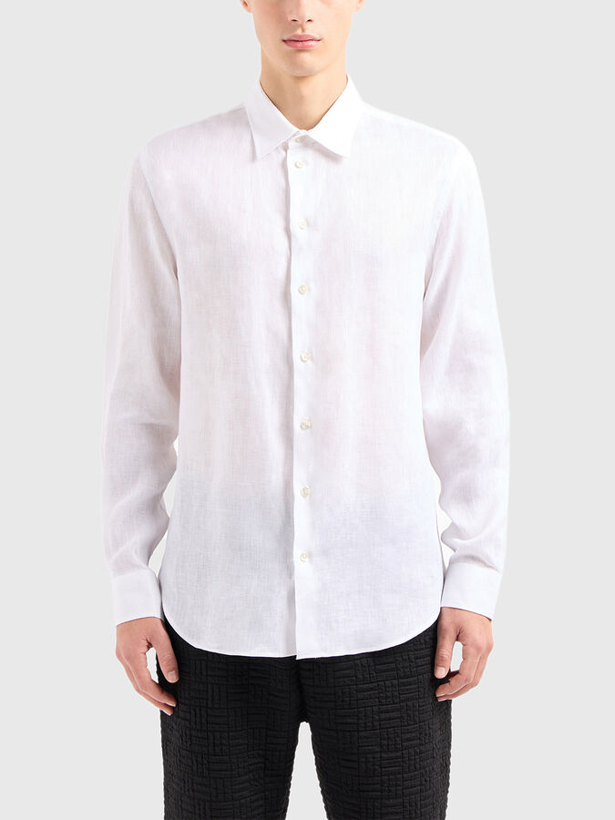 White linen shirt brand EMPORIO ARMANI — Globalbrandsstore.com/en
