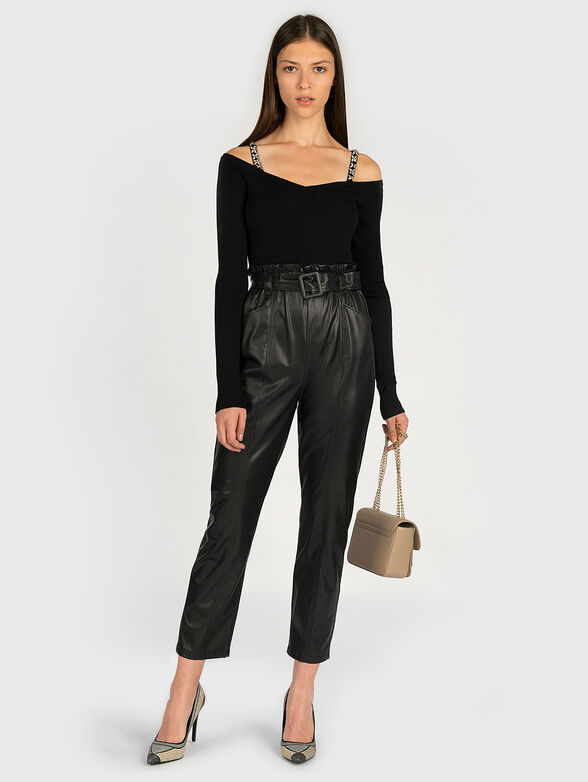 High-waist leather trousers - 4