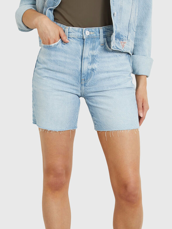 Denim shorts with unfinished hem - 1