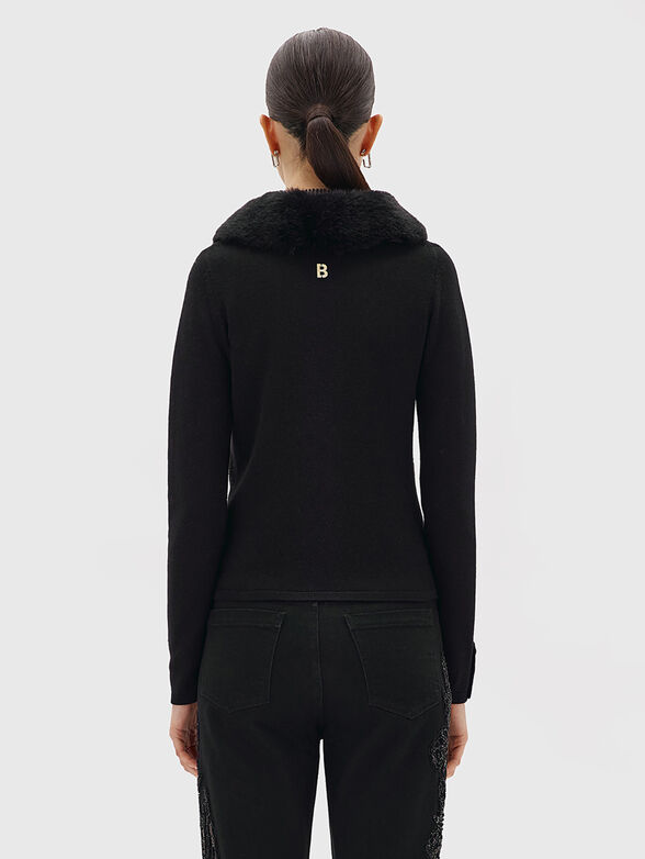 Cardigan with eco fur collar - 3