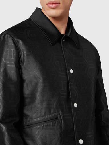 HEXAGON black bomber jacket with monogram print - 5