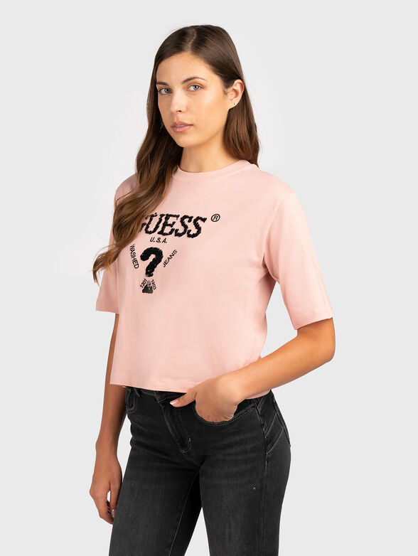 Black T-shirt with sequins - 1