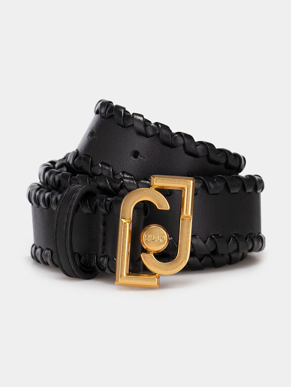Black belt with gold logo buckle - 1