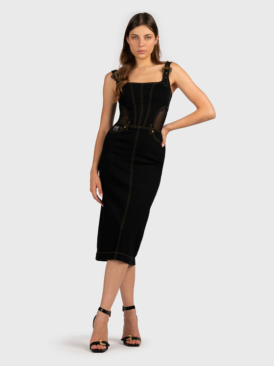 Дънкова миди рокля с лого катарами - 1