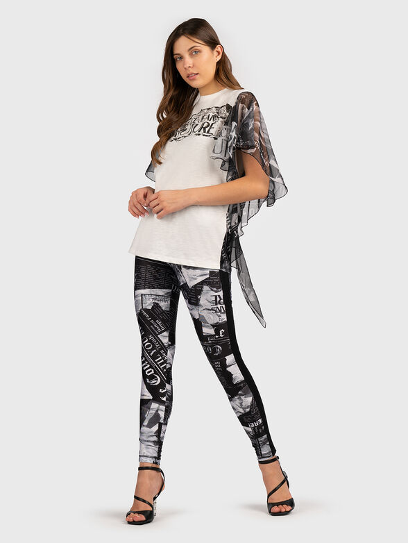T-shirt with sheer back and accent sleeves - 4