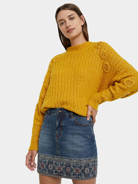 Mini denim skirt with floral embroidery - 5