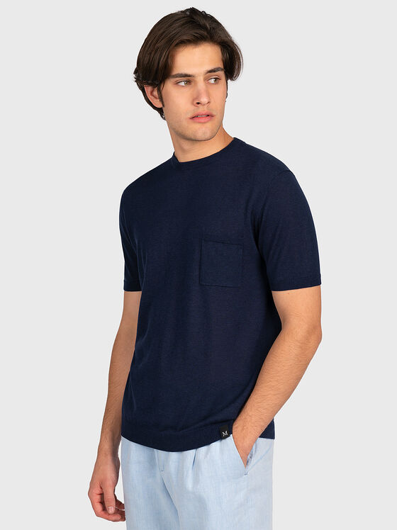 Синя тениска с джоб - 1