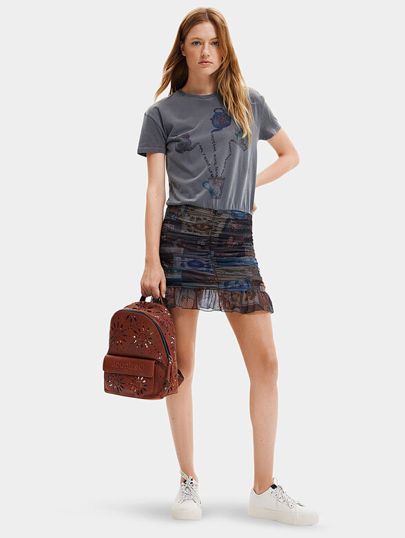 Brown backpack with laser perforations - 6