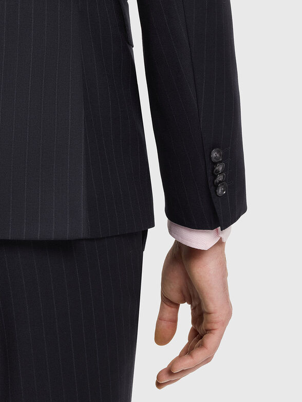 Wool slim fit suit with micro stripes - 6