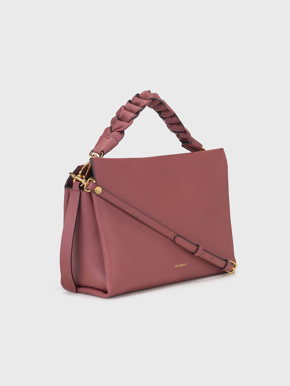 Black leather bag with knitted handle - 4