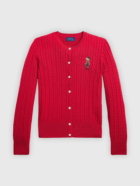 Knitted cardigan in red colour - 1