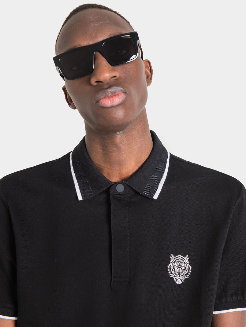 Black polo-shirt with animal print - 3