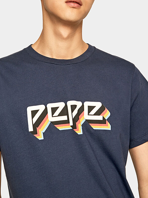 THEO T-shirt with logo print in blue - 3