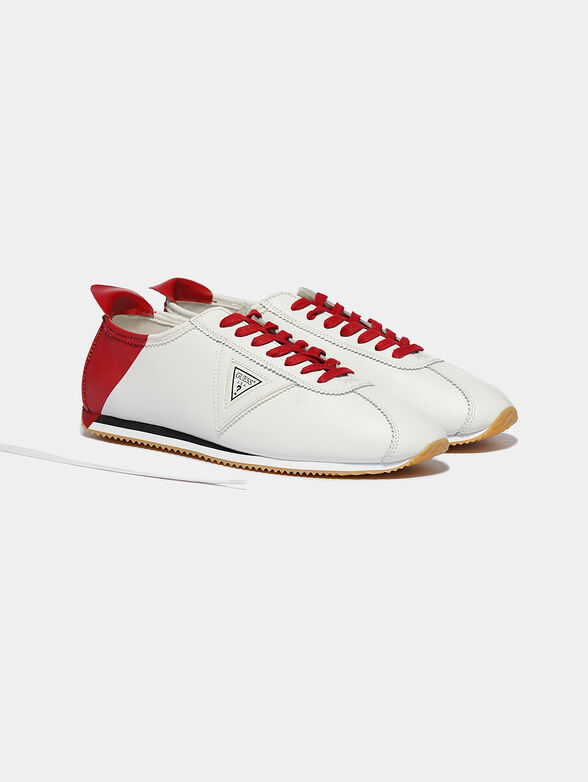 TORINO White leather sneakers with red accents - 2