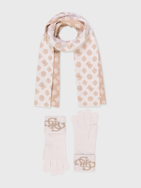 Gloves and reversible scarf set with lurex threads - 1