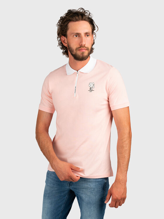 Black polo shirt with contrast collar and logo - 1