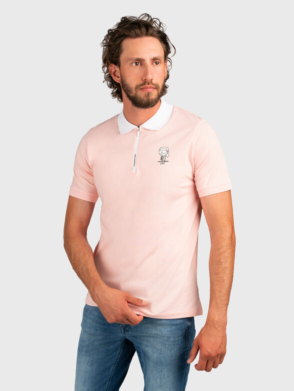 Black polo shirt with contrast collar and logo - 1