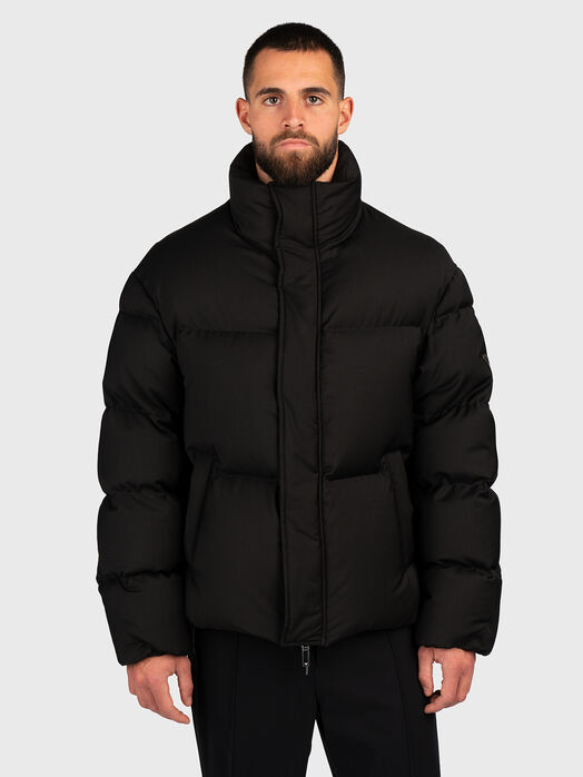 Down jacket with logo patch