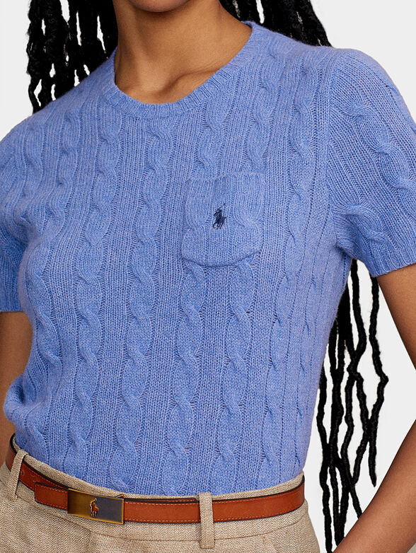 Wool sweater with short sleeve and pocket - 4