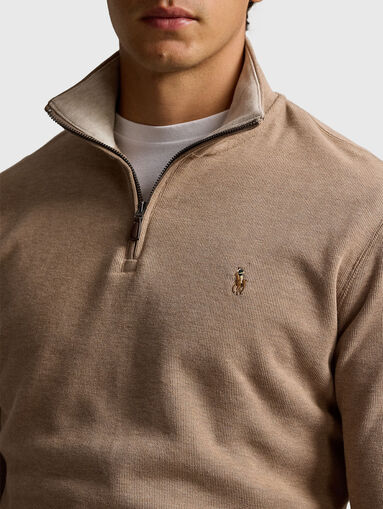 Sweater in cotton with zip collar - 4