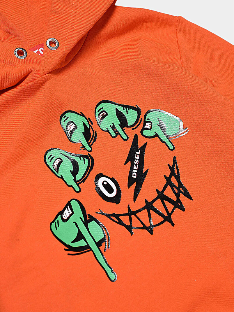 Orange sweatshirt with contrasting print - 3