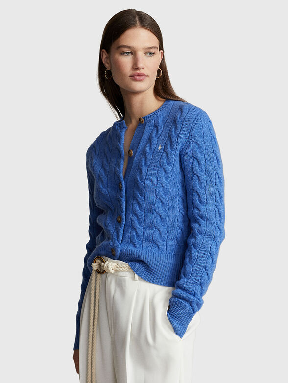 Blue knitted cardigan in wool blend - 1