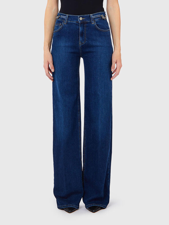 High-waisted jeans with distressed look - 1