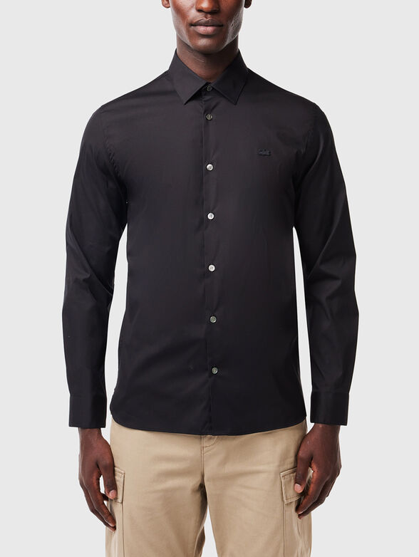 Black cotton poplin shirt - 1