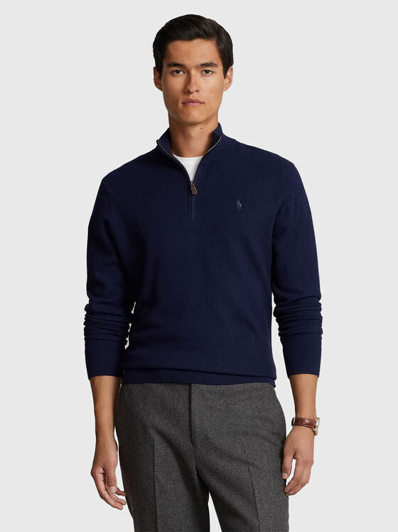 Dark blue sweater in wool  - 1