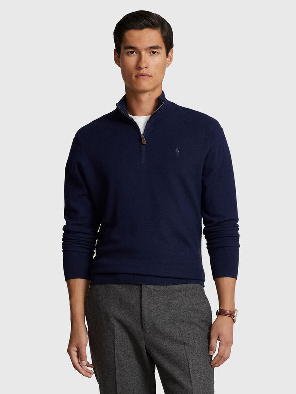 Dark blue sweater in wool  - 1