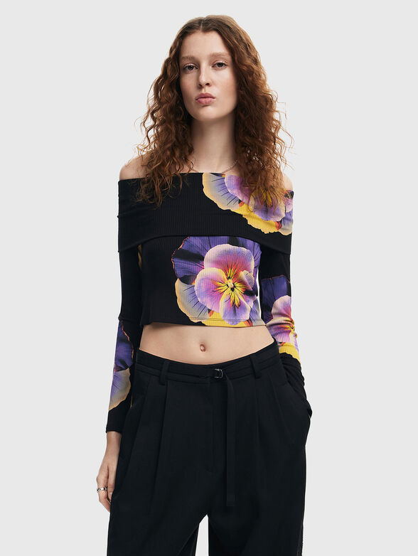 Off the shoulder blouse and floral accents - 1