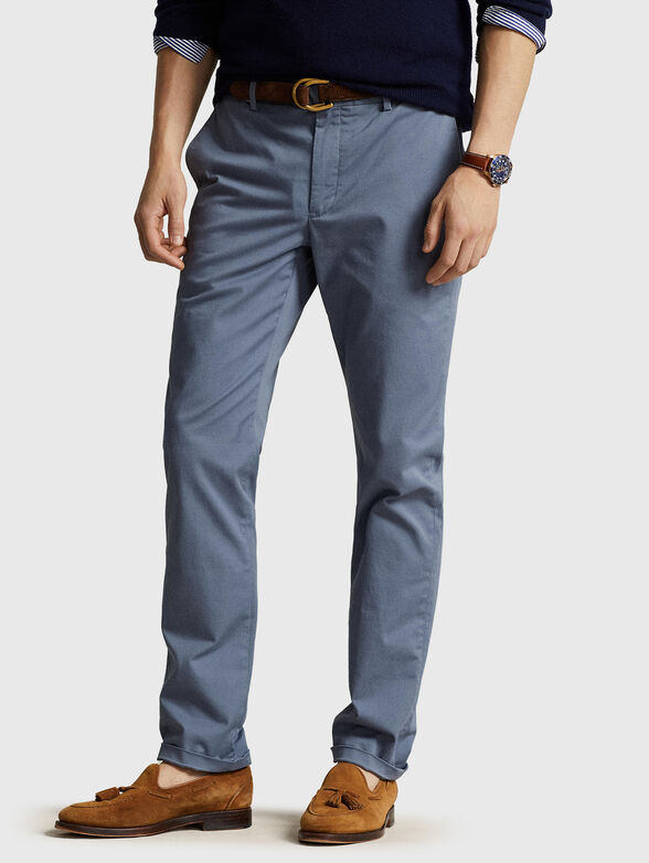Blue chino trousers with logo detail - 1