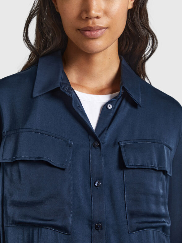 Dark blue satin shirt - 4