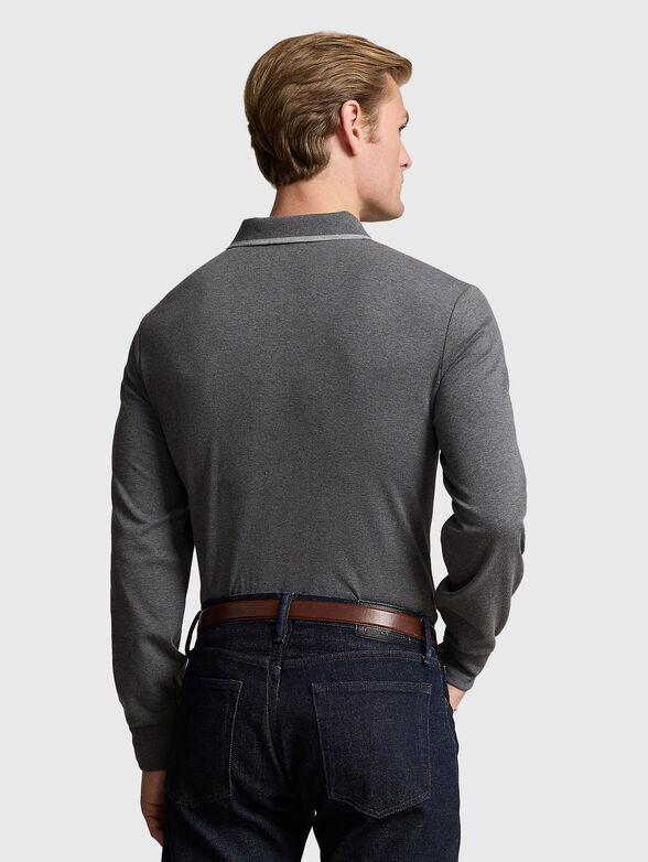 Gray long sleeve polo shirt - 3