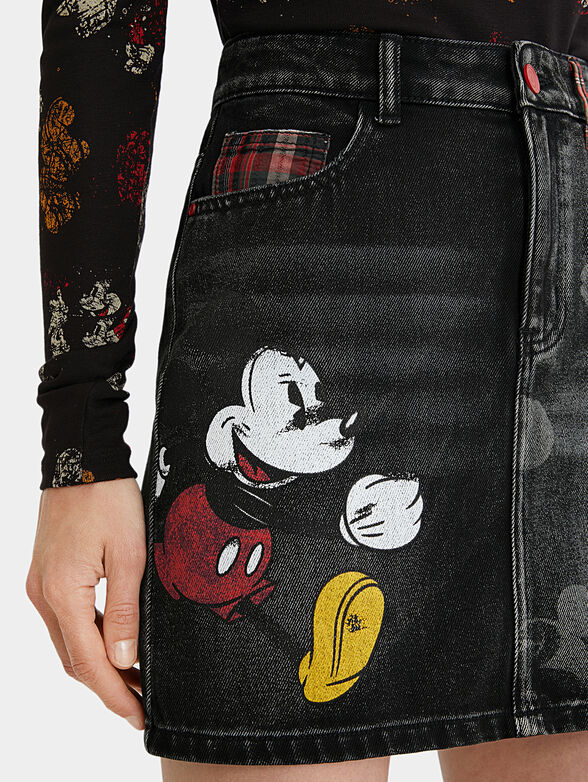 Denim skirt with Mickey Mouse print - 5