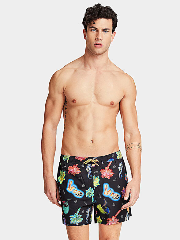 Swim trunks with multicolored print - 1