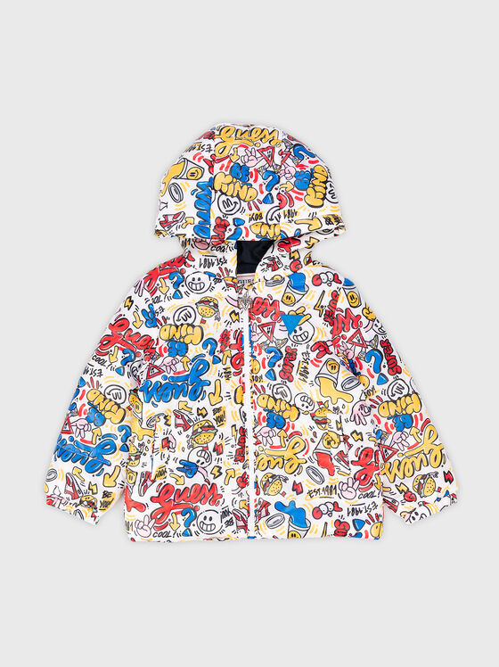 Padded jacket with multicolour print - 1